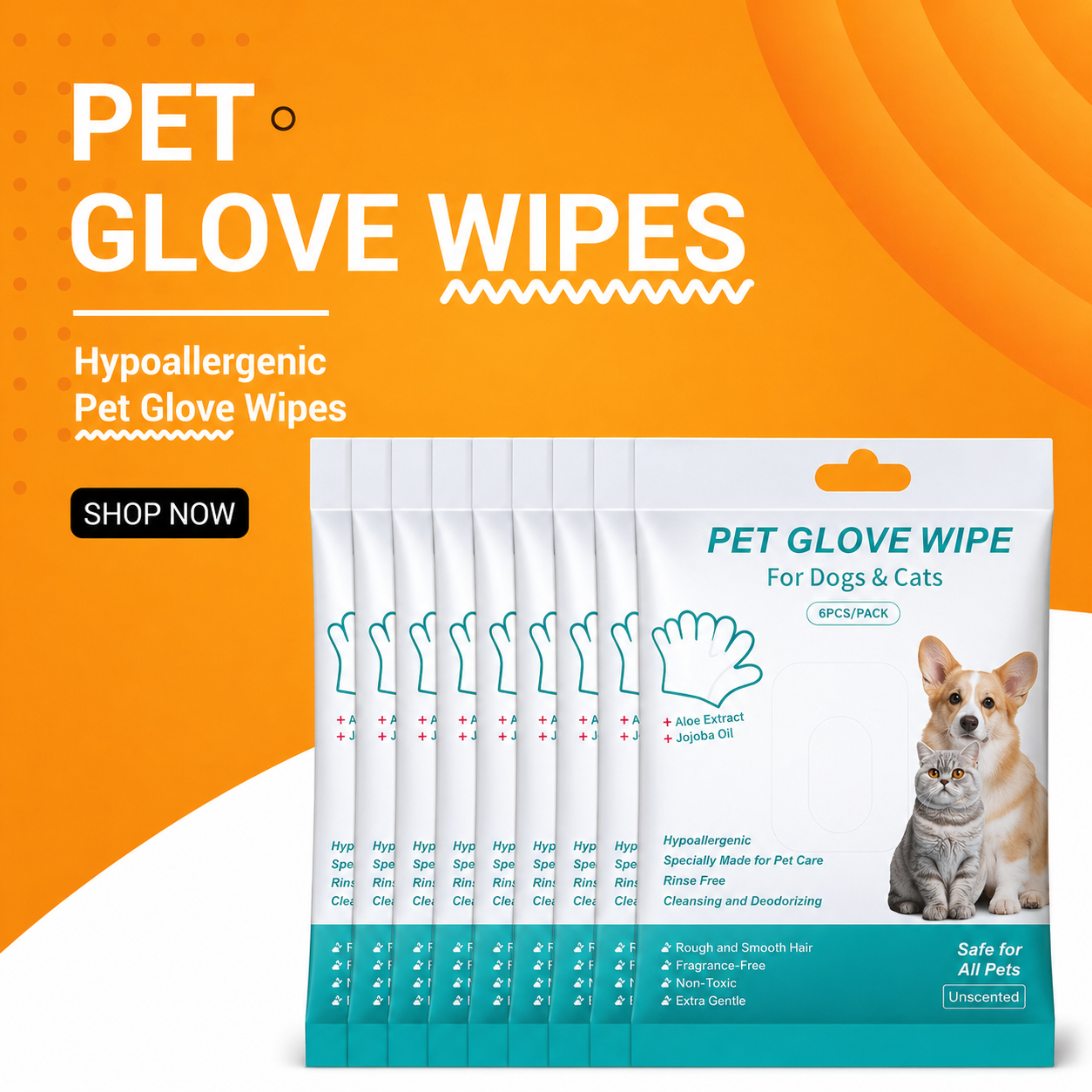 Skavix™ Rinse-Free Dog Shampoo Mitts –Pet Bath Glove Wipe